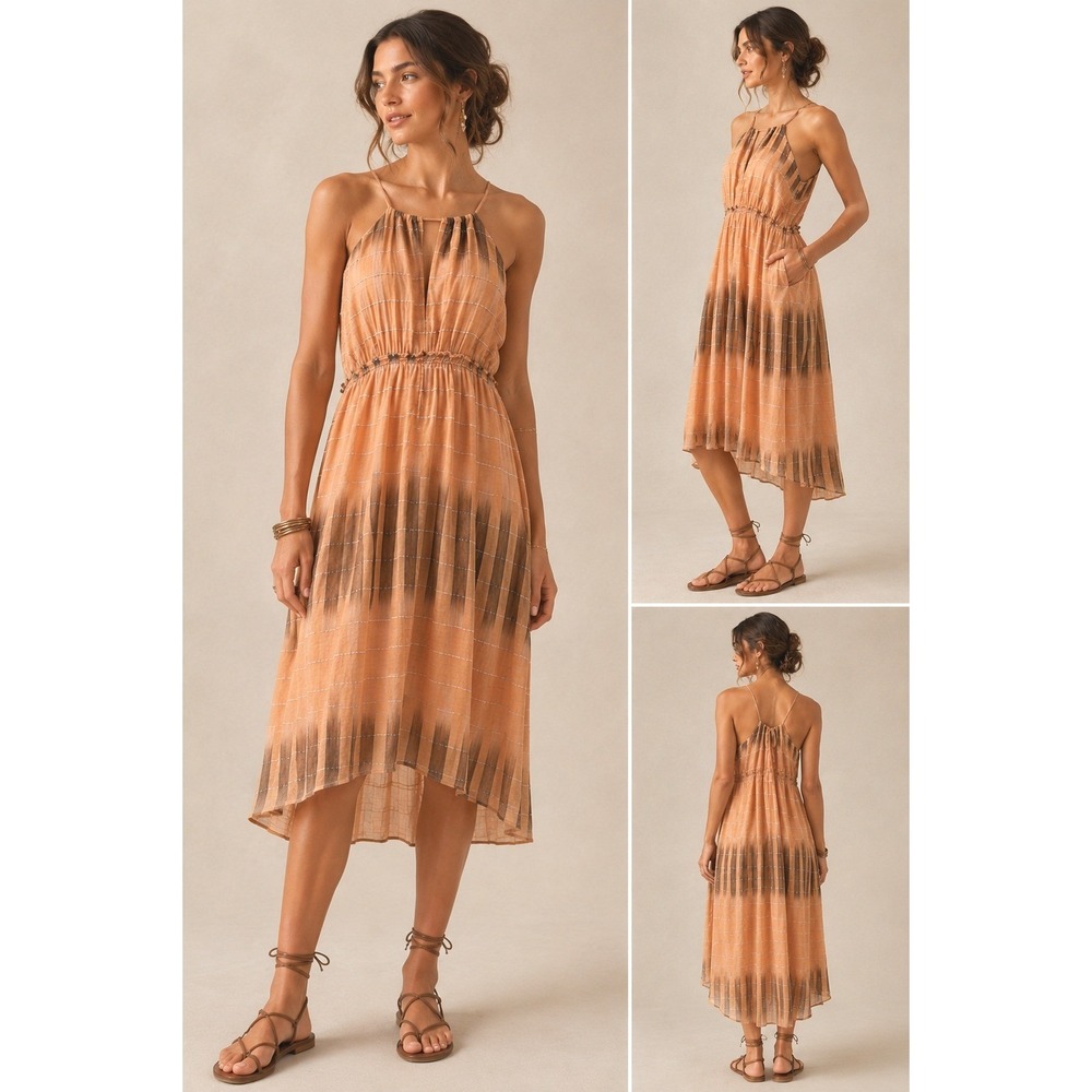 ANTHROPOLOGIE Akemi + Kin Midi Dress Size XS‎ Halter Lined Relaxed Fit NEW $138